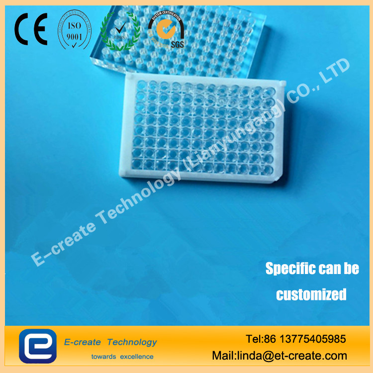 Integrated 96-well quartz microplate for microplate reader
