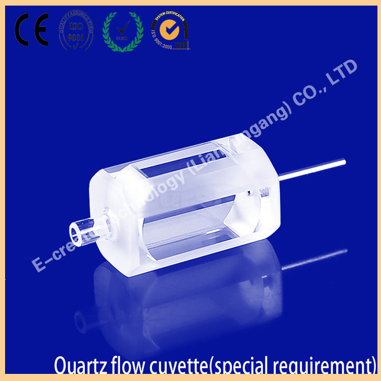 optical crystal transparent cheap quartz flow cuvette special requirement